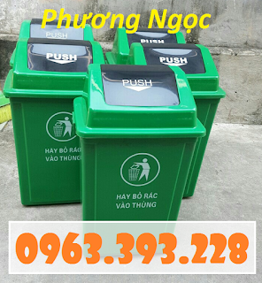 Thùng rác 60L nắp lật, thùng rác nhựa HDPE, thùng rác 60L Push